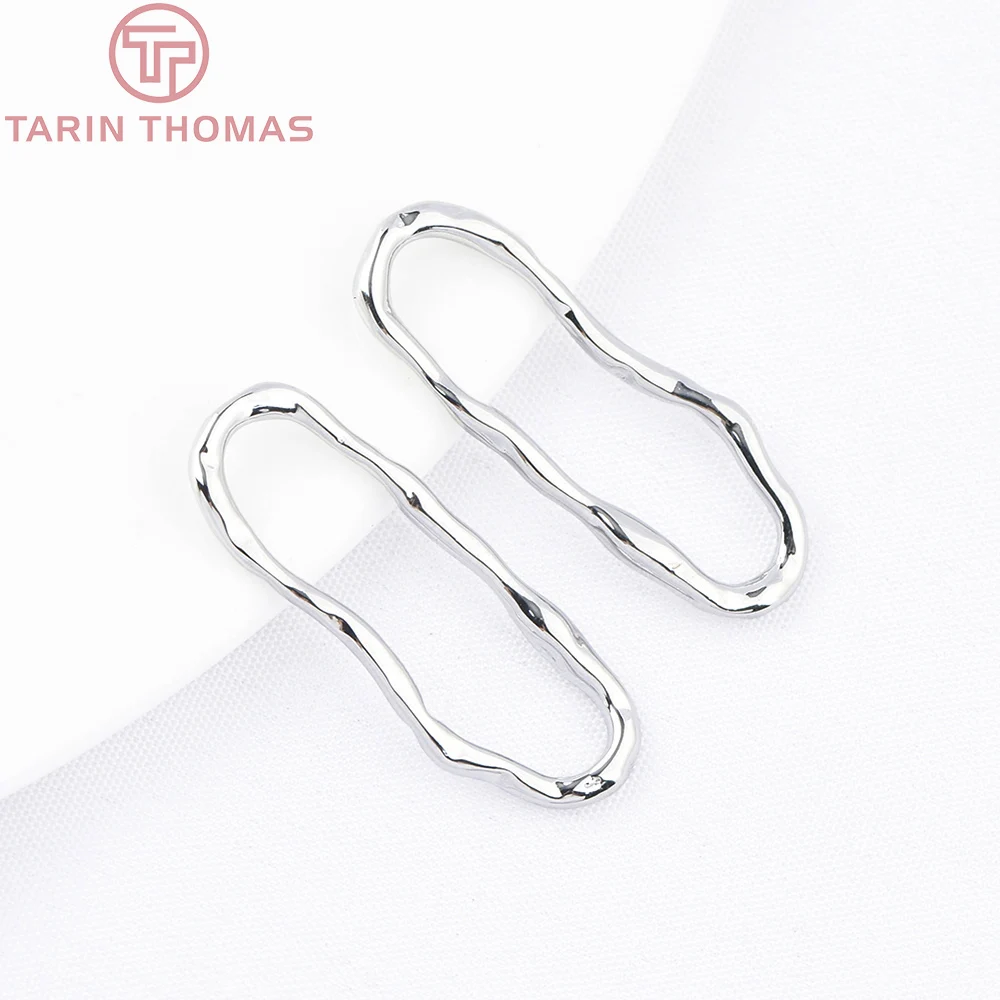 (9088) 6PCS 9x24MM 24K Gold Color Brass Irregular Oval Circle Connector Charms High Quality DIY Jewelry Making Accessories