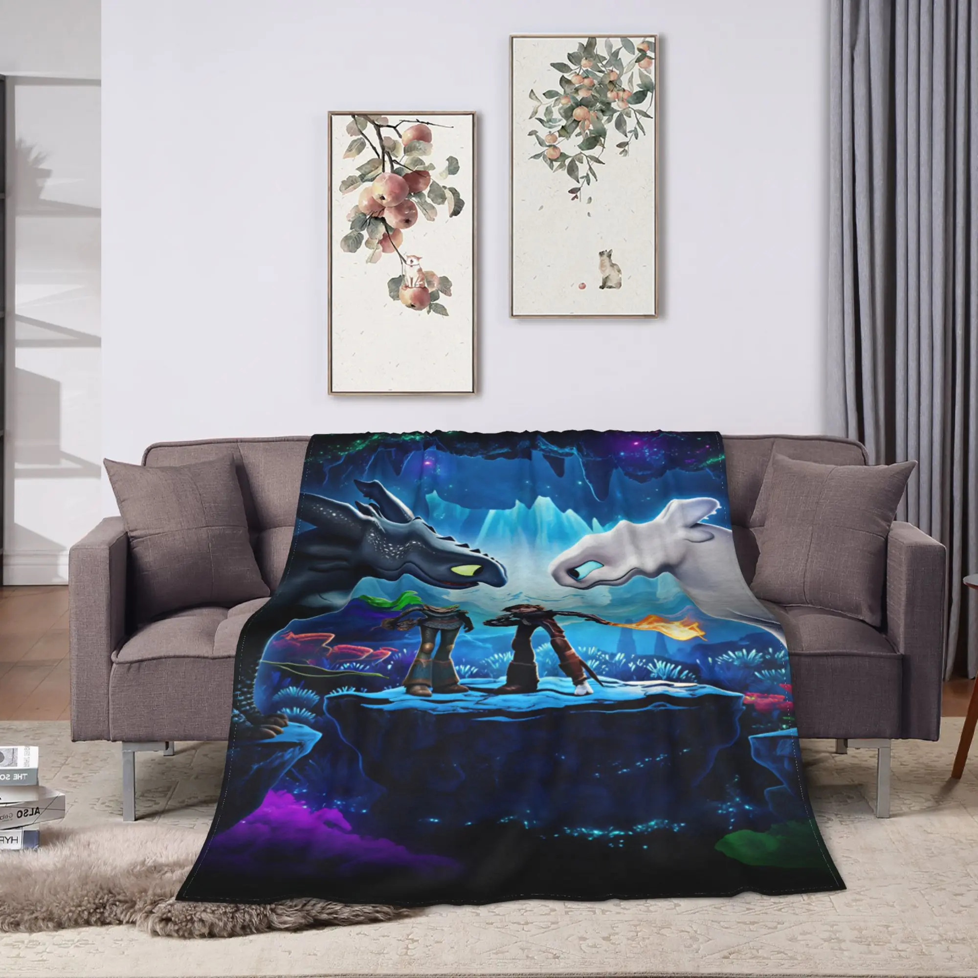 H-How To TT-rain Your Dragon Blanket  Travel Flannel Throw Blanket For Outdoor Warm Custom Quality Bedspread Birthday Gift