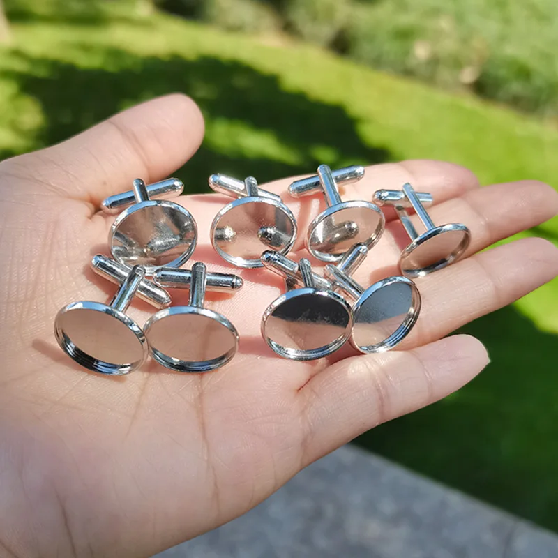 6 szt. Wysokiej jakości spinki do mankietów puste spinki do mankietów męskie spinki do krawatów podstawa 16mm kaboszon spinki do mankietów biżuteria czyta DIY