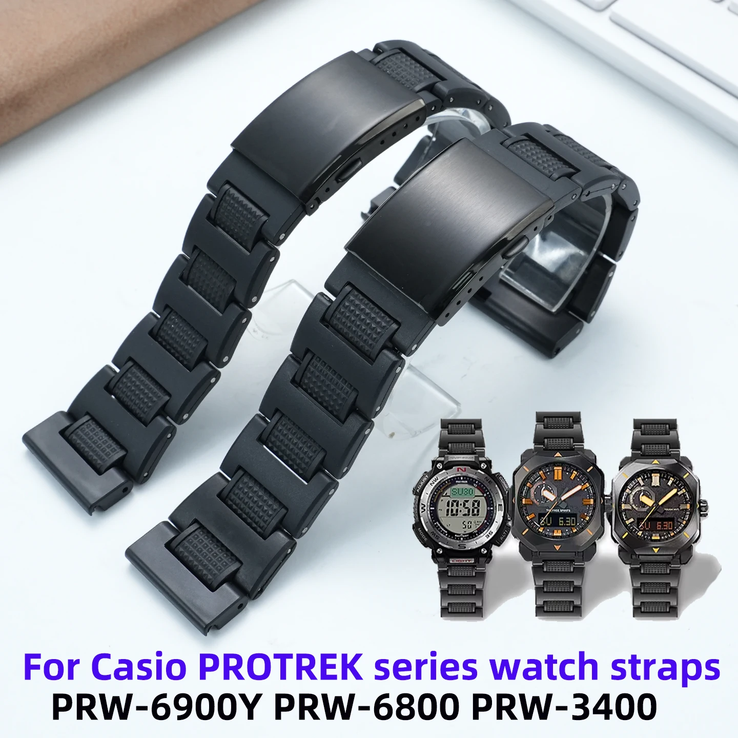 23MM Resin Watch Strap Lightweight Replacement Band for Casio PROTREK PRG-600 PRG-650 PRW-6600 PRW6900 Men Sports Watch