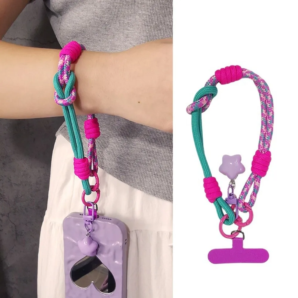 

Universal Star Keychain Woven Phone Strap Anti Lost Braid Mobile Phone Lanyard Short Colorful Mobile Phone Charm Lanyard Patch
