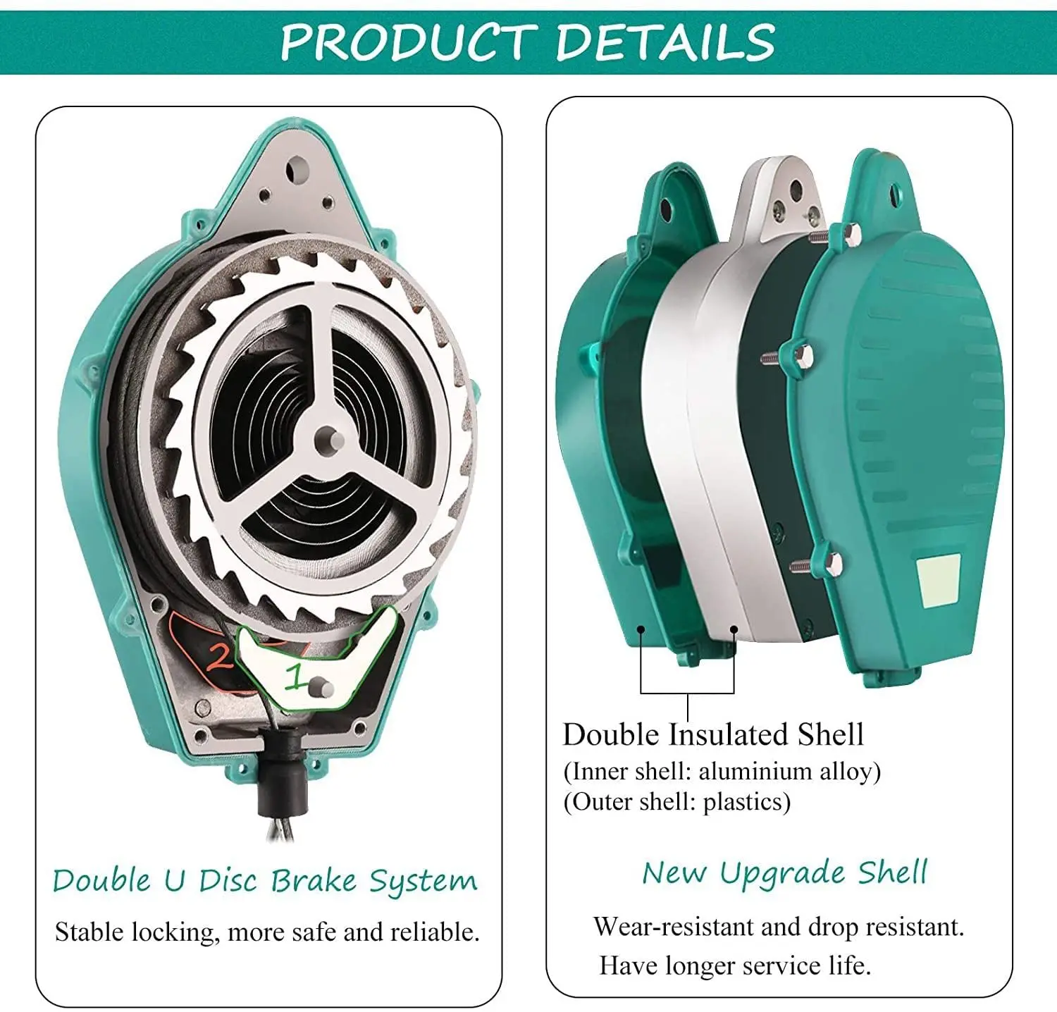 Self Retracting Lifeline 330lbs Fall Arrester Fall Protection Dual Swivels Alloy Steel Hook Flame Retardant Steel Wire Rope
