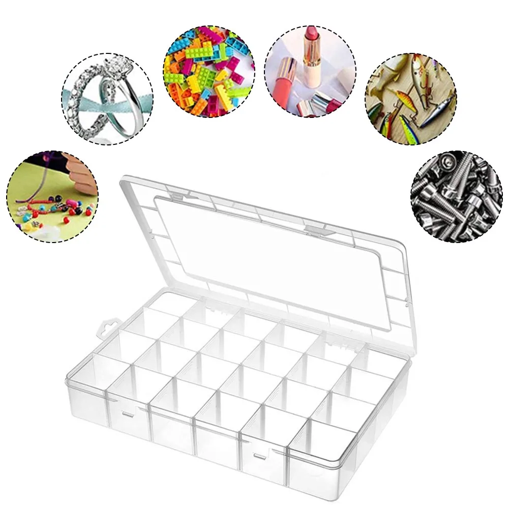 Transparent Storage Container Jewelry Box Clear Plastic Organizer Box Empty Earring Storage Organizer Display Case For Beads