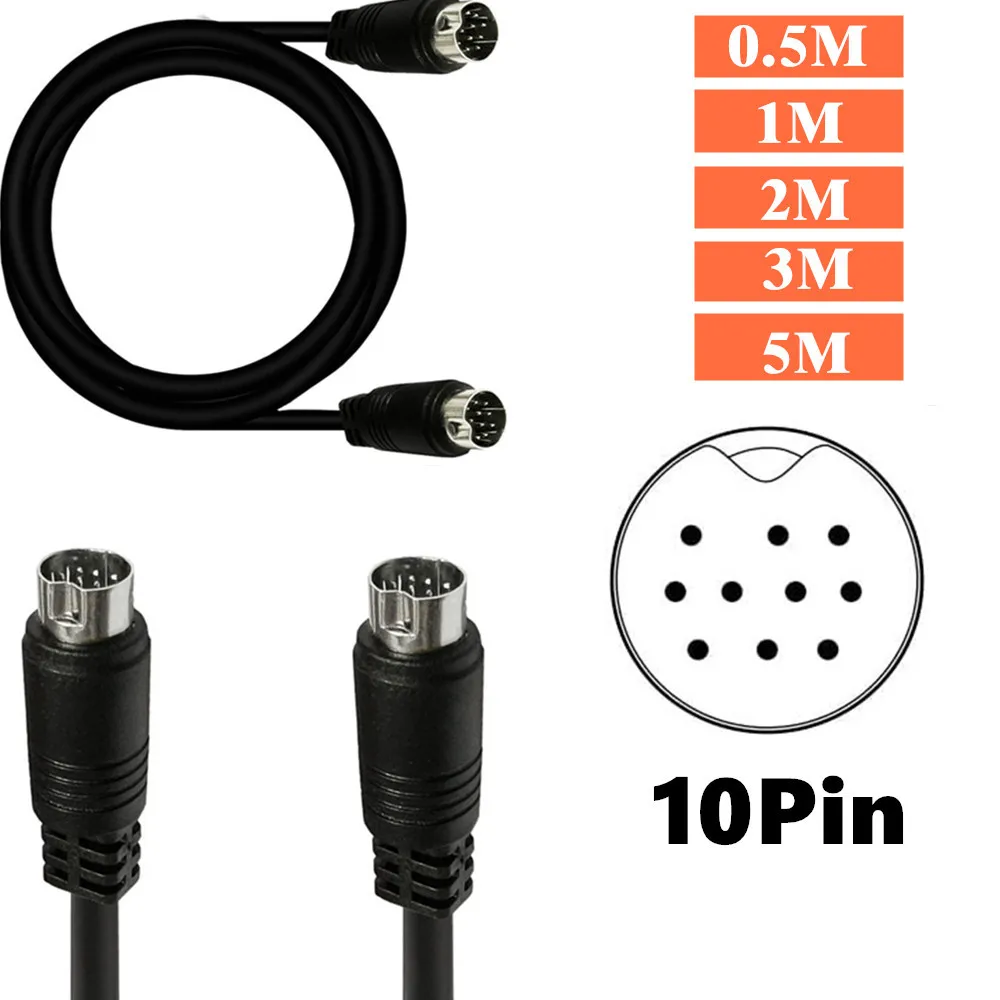 Mini DIN 10 Pin Male to Female Audio Cable for TV Receiver Monitor Projector Audio and Video Receiver Mini 10Pin Male to Female