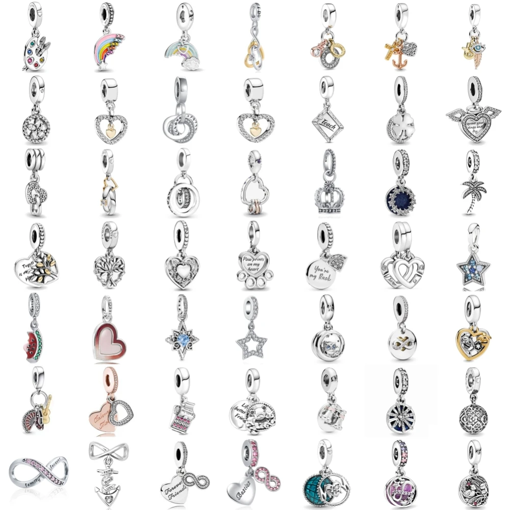 

Новый кулон «сделай сам» из стерлингового серебра 925 пробы в форме сердца в форме радужной кокосовой пальмы, подходит для женских модных ювелирных изделий, браслетов