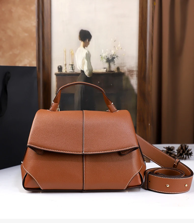 2026 Neue Retro Einfache Handtasche Vielseitig und Elegant Einfarbige Schulter-Umhängetasche Handtasche für Pendler – Detail 1