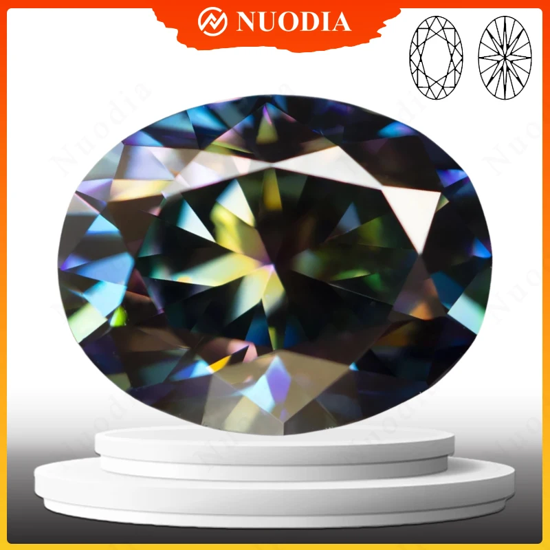 New Moissanite Stone With Certificate Rainbow Purple Color Oval Cut 0.5-5.0ct Certified Moissanite Loose Gemstone GRA VVS1 3EX