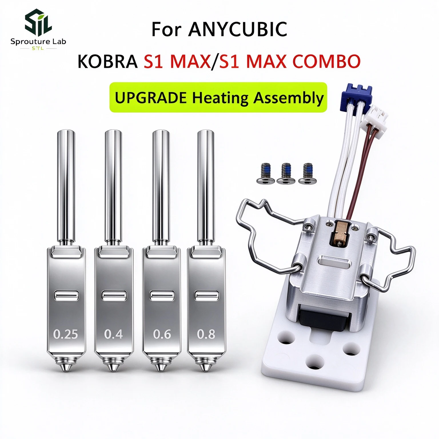 for Anycubic Kobra S1 MAX Hotend Assembly S1 MAX Combo Print Head Heating Components Nozzle 3D Printer Replacement Spare Parts