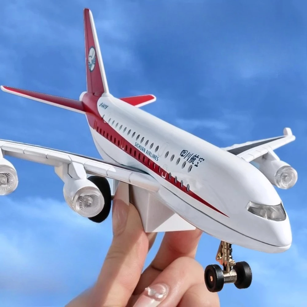 1:32 الصين الشرقية سيتشوان الخطوط الجوية لعبة مجسمة للطائرات موسيقى خفيفة التراجع طوي العجلات الأمامية نماذج طائرة هدايا الاطفال