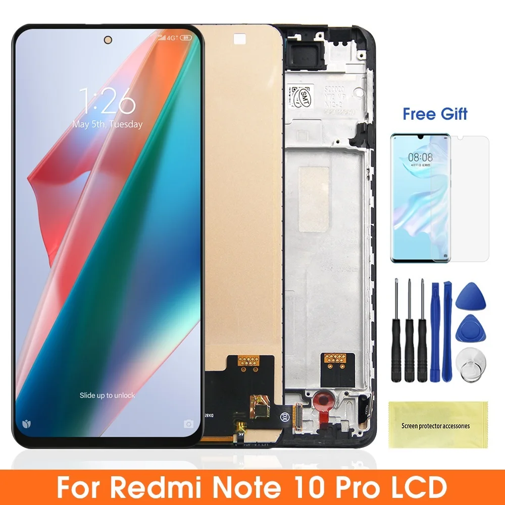 Go! 100% Tested Screen for Xiaomi Redmi Note 10 Pro M2101K6G M2101K6R LCD Display Touch Screen Digitizer Parts for Redmi Note