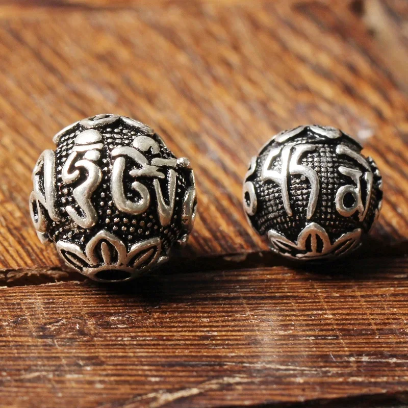 S925 Sterling Silver Thai Six-Character Mantra Spacer Beads Loose diy Bracelet Jewelry Material Accessories Proverbs