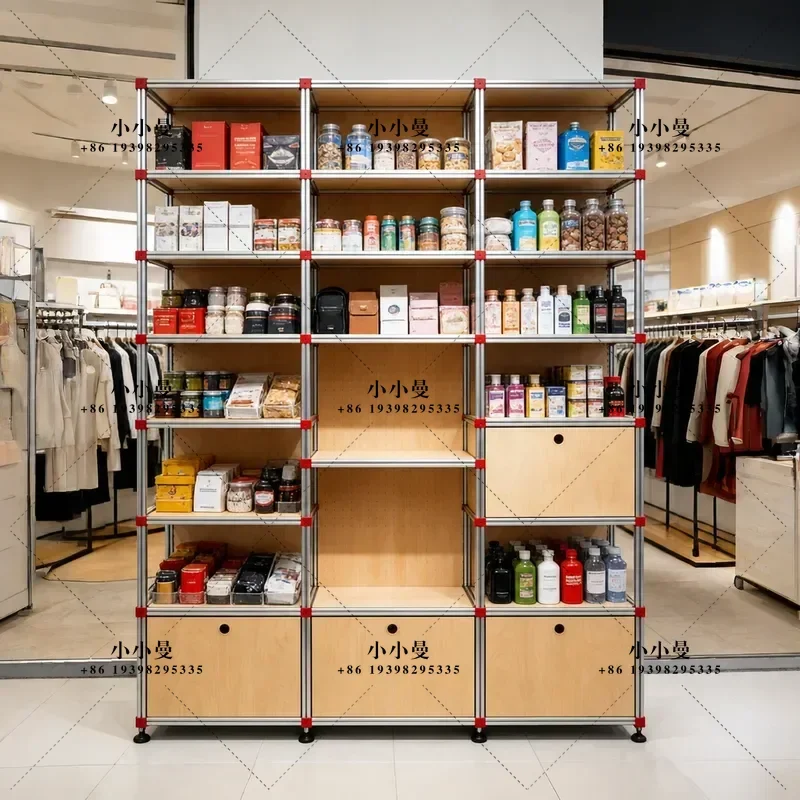 Aluminum Profile Modern Simple Floor to Ceiling Multi layer Shelf Commercial Storage Rack Ocean Panel Multifunctional