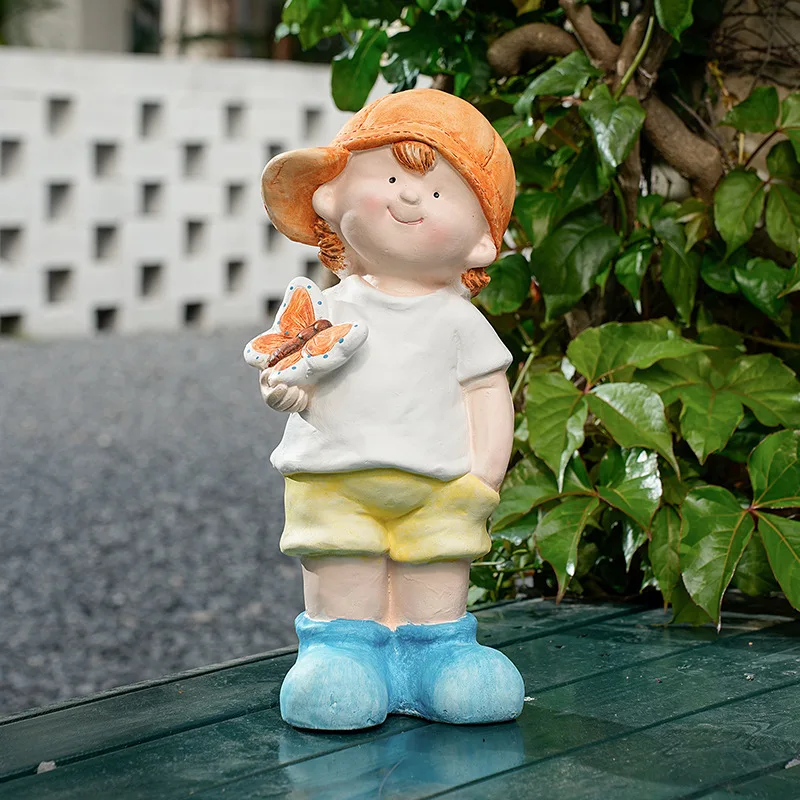 1pc Creative Cartoon Figurine Decorations for Boys and Girls - Outdoor Courtyard Garden Landscape Arrangement