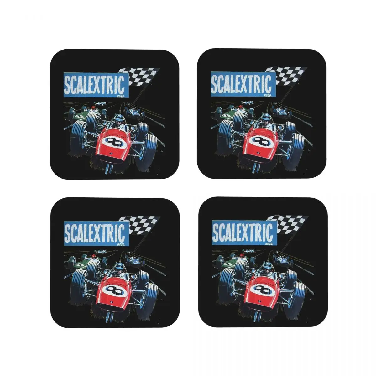 Scalextric Classic Coasters Kitchen Placemats Waterproof Insulation Cup Coffee Mats For Decor Home Tableware Pads Set of 4