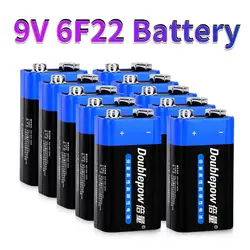 Doublepow 10PCS 9V 6F22 Battery 9V6F22 Carbon Dry Batteries for Multimeter Microphone Smoke Alarm Metal Detector Disposable Cell