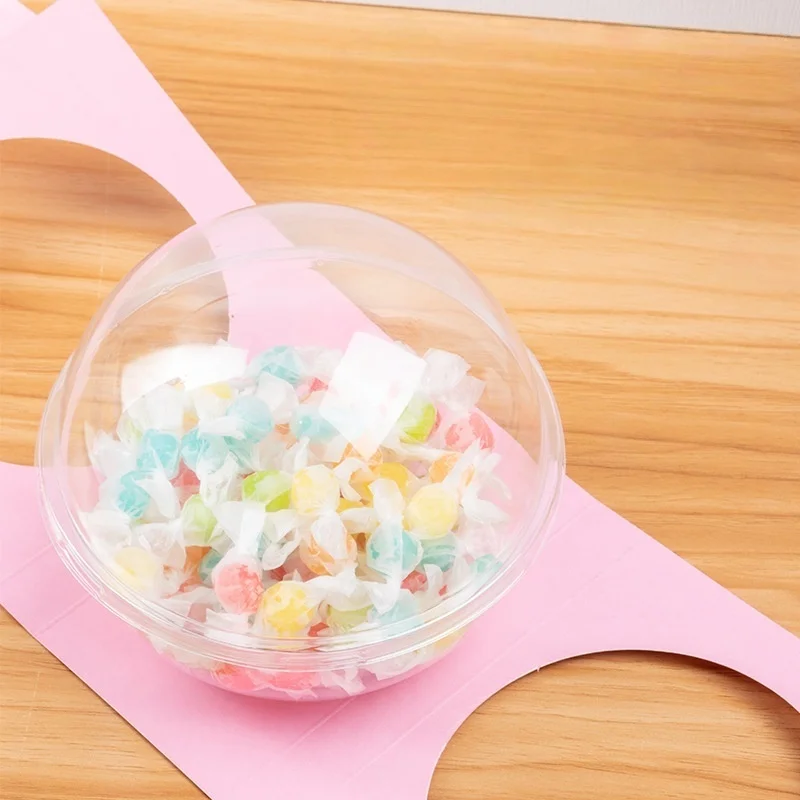 5/10 قطعة كرات صندوق الحلوى الشفافة مع غطاء ورقي محمول علب هدايا الشوكولاتة البلاستيكية للأطفال حفلة عيد ميلاد الطفل دش ديكور