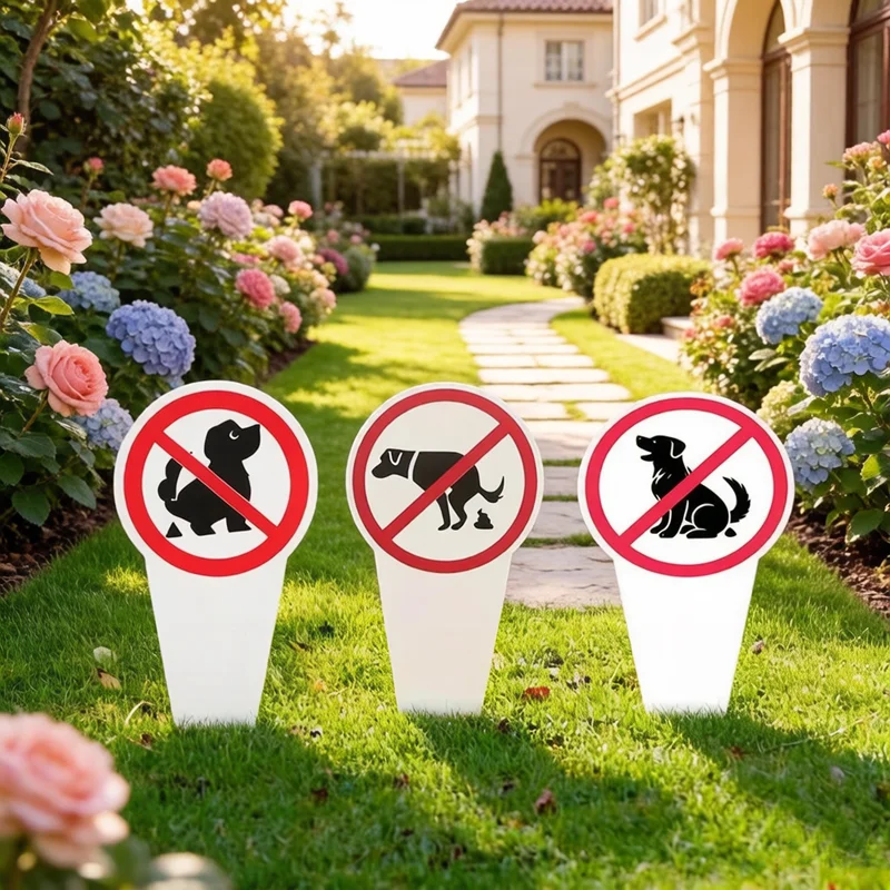 Waterproof No Dog Poop Yard Sign Plastic No Pooping Warning Plate With Garden Stake Outdoor Lawn Garden Reminder Decor Pet Owner