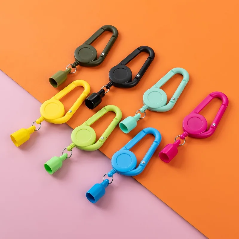 Outdoor Retractable Badge Reel Colorful Anti-Loss Elastic Holder for Pen Lipstick Lighter Heavy Duty Spring Clip for Hiking Gear