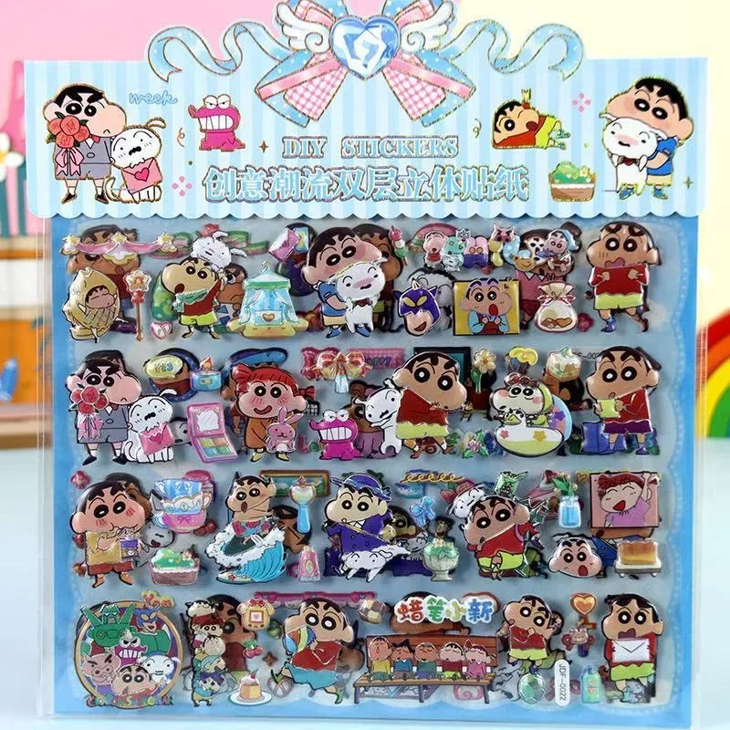 

Crayon Shin-chan Double Layer Bubble Sticker Cute Creativity Diy Sticker New Fashion Personality Sticker 1 Pack of 2 Sheets Gift