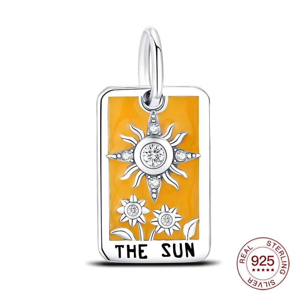 New 925 Sterling Silver Charm Tarot Card Number 19 Sun Bead Original Bracelet Fashionable Jewelry Daily Wear Gift For Women