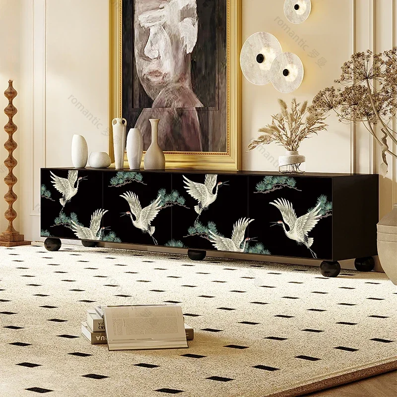 

MJY solid wood TV coffee table decoration solid wood floor storage locker