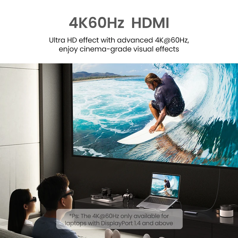 UGREEN HUB USB C 4K60Hz Loại C Thành HDMI 2.0 SD/TF Đầu Đọc Thẻ HUB Chia Cổng USB 3.0 Adapter dành Cho MacBook Pro Air M2 M1 Máy Tính Phụ Kiện