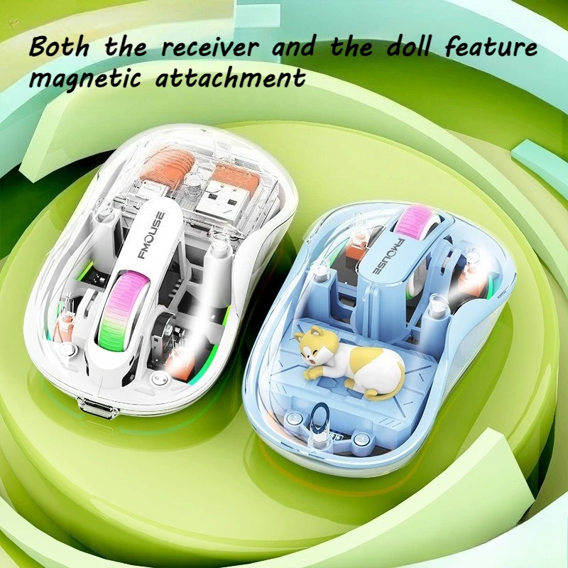 Mouse sem fio bluetooth triplo modo com boneca de gato magnético kawaii mouse recarregável design ergonômico mouse silencioso melhor presente