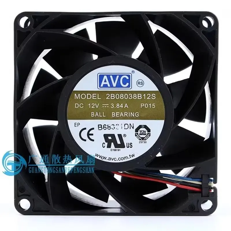 

Оригинальный 2B08038B12S 80*80*38 мм 8 см 12 В 3,84 А 4-проводной ШИМ жестокий серверный охлаждающий вентилятор
