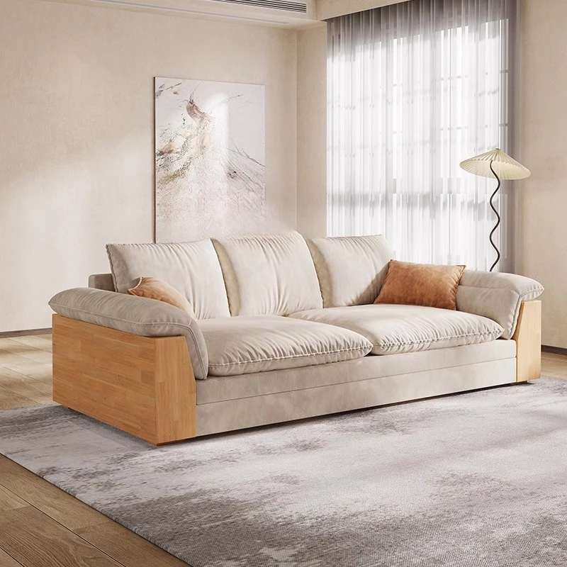 

Solid wood sofa bed dual-purpose foldable telescopic matte cloth single double small apartment living room multi-functional