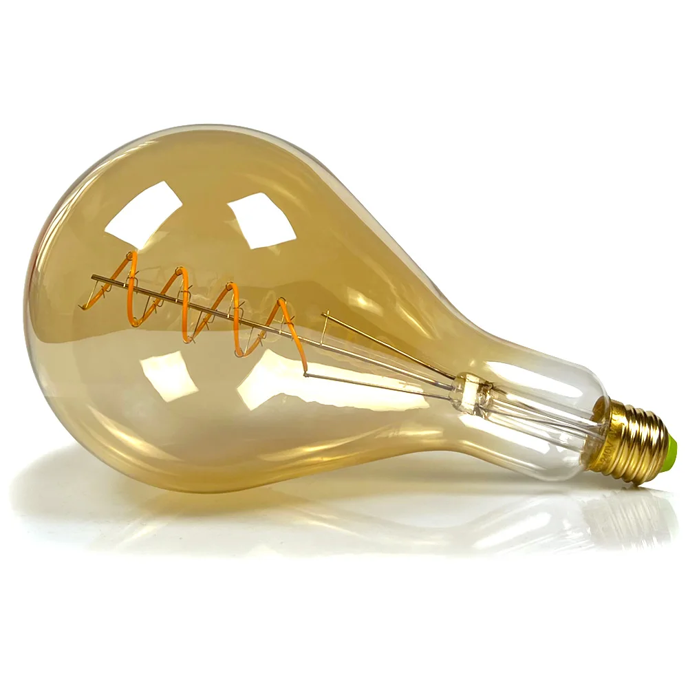 TIANFAN Vintage Led Bulb A130/PS42 Edison Bulb 4W Dimmable 220-240V E27 Spiral Filament Decorative Light Bulb Yellow Warm