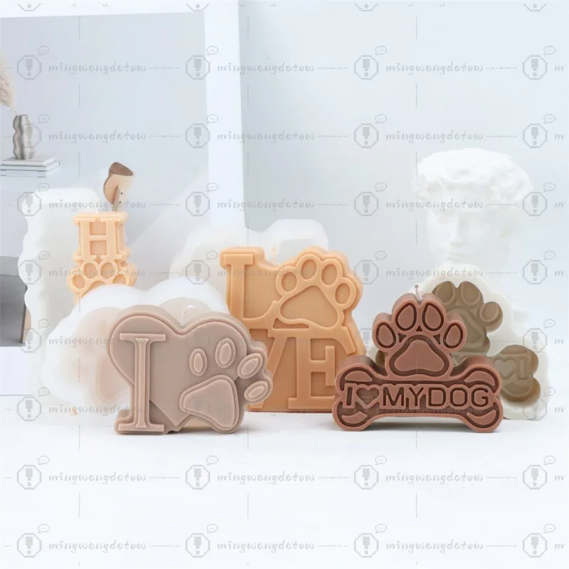 Dog Paw Print Silicone Candle Mold, DIY Aromatherapy Candle Gypsum Ornament Mould