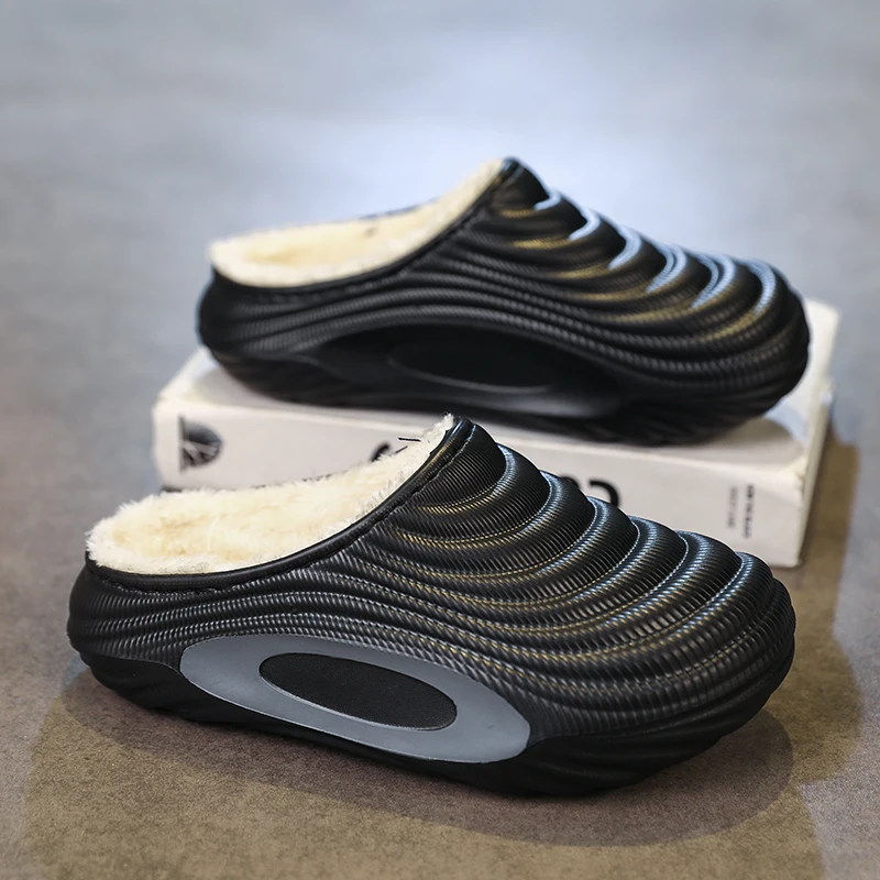 

ELUVA Cozy Plush Slippers for Men Winter Non Slip Indoor Shoes Warm House Bedroom Comfort Soft Anti Skid Home Slippers Man