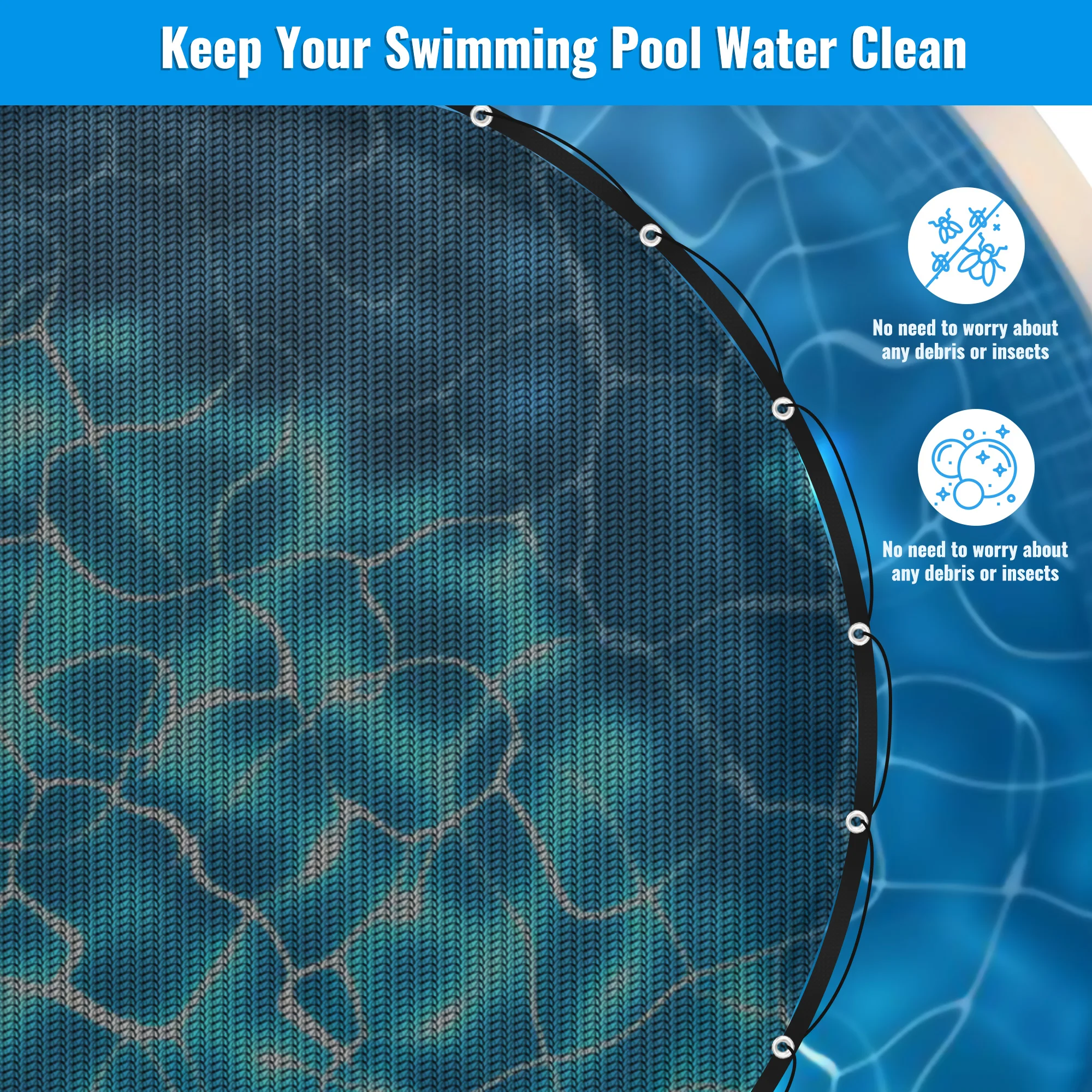 غطاء شبكي لأوراق حمام السباحة بطول 24 قدم، غطاء شبكي لحمام السباحة الشتوي، غطاء شبكي لأوراق حمام السباحة لحمامات السباحة فوق الأرض باللون الأسود #6