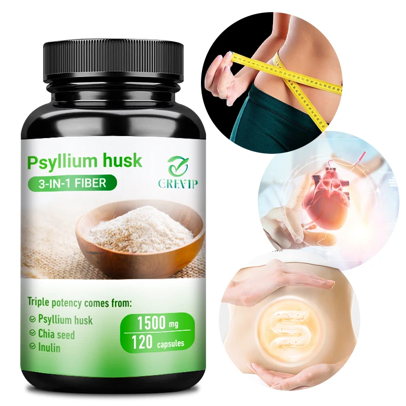 

Psyllium Husk Capsules - Natural Soluble Fiber - Good for Intestinal Health, Improve Digestion and Relieve Bloating