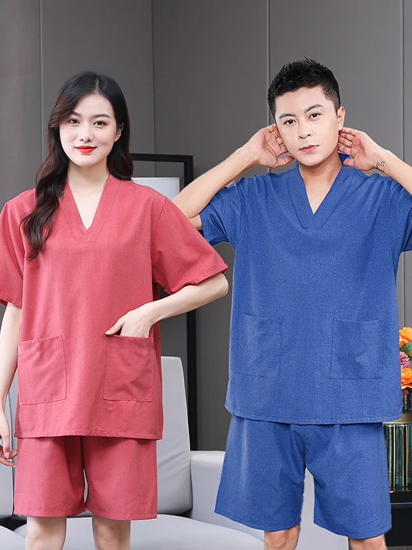 New 2025 Cotton Sauna Suit for Couples Large Size Men's Pure Cotton Women's High End Stylish Steam Bathing Suit for Beauty Salon