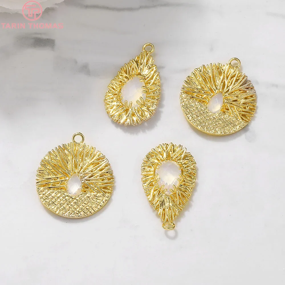 

(1910)4 PCS 14x23 MM 24K Gold Color Brass With Zircon Oval Vine Drop Charms Pendant High Quality Diy Jewelry Accessories