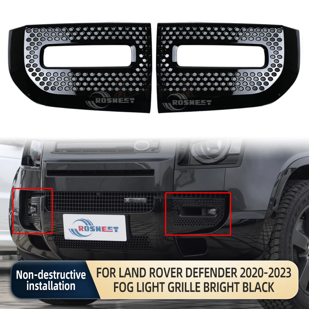 Lamp Cover Obsidian Fog Lights Frame For Land Rover Defender 2020-2023 L663 Fog Light Grille Bright Black Car Accessories