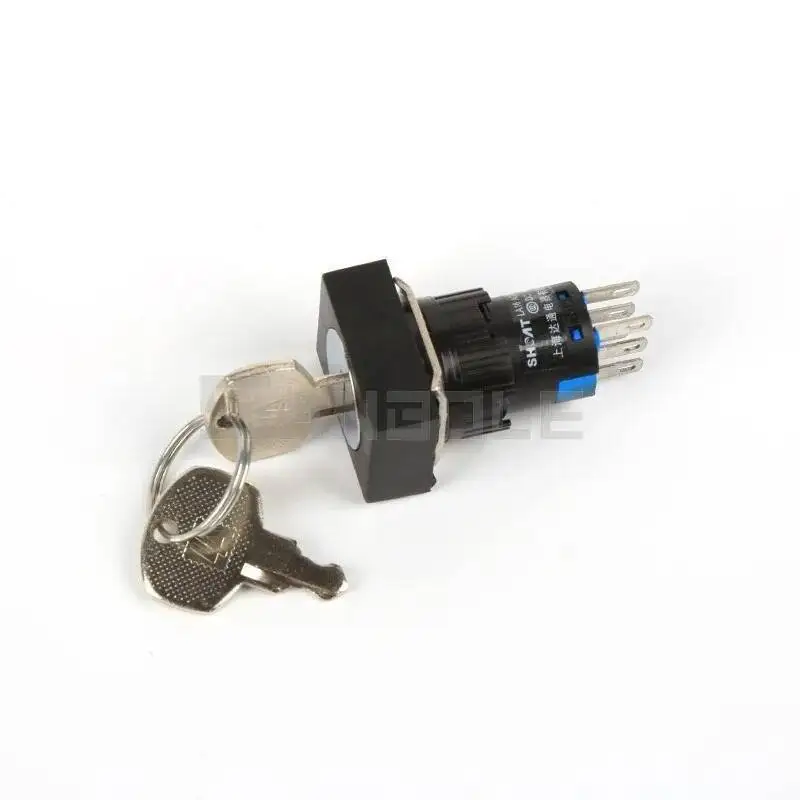 الفضة الاتصال LA16J-22Y/3 البلاستيك زر التبديل 220 V/24 V 3 موقف قفل التحكم زر مع مفتاح 16 مللي متر 2NC 2NO