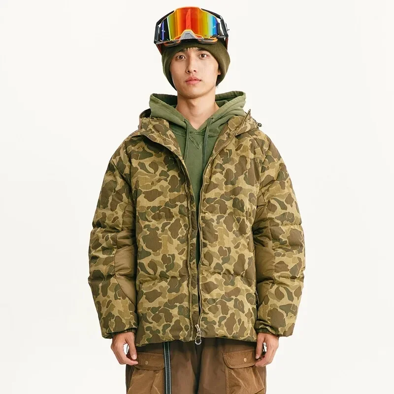 Winter Camouflage Outdoor Three-proof Down Jacket Men Women Streetwear Loose Warm 90% White Duck Down Hooded Parka Jacket Coat