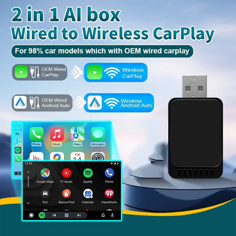 

Адаптер CarPlay Android Auto Smart Mini Box - Plug & Play, быстрое подключение по Wi-Fi для автомобилей