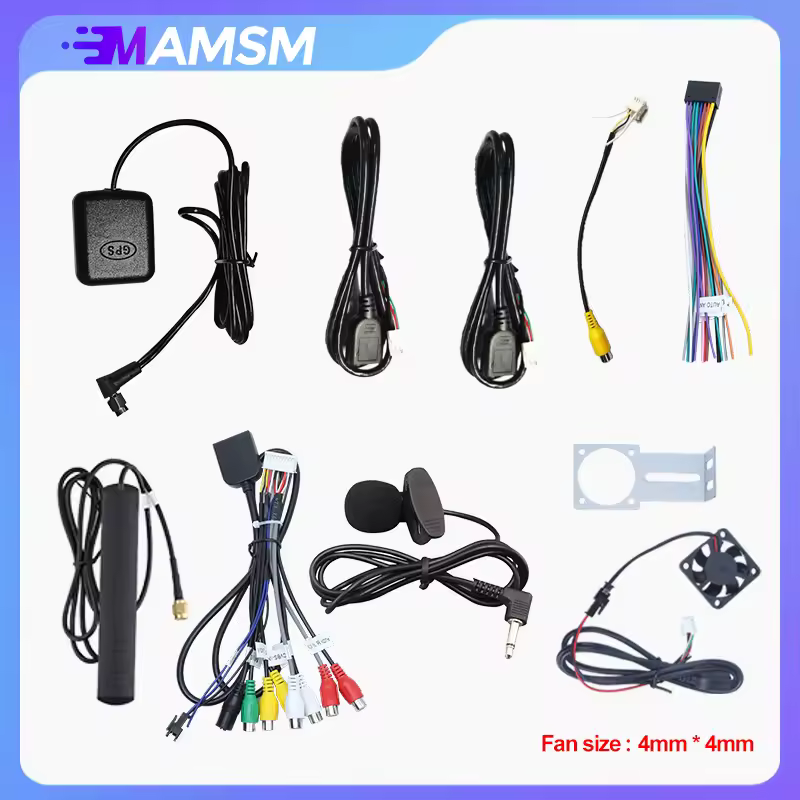Mamsm מיקרופון 4g מאוורר כרטיס usb gps תצוגה אחורית מצלמה rca פלט aux ממיר רדיו SIM כבל חשמל 16pin