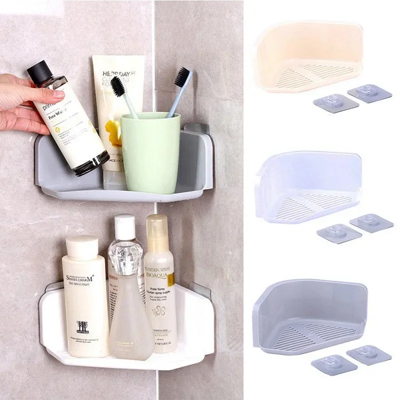 WBBOOMING Bathroom Suction Cup Shelve Wall Mounted Corner Shampoo and Shower Gel Shelf Holder Kitchen Storage Rack Organizer