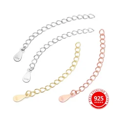 5 Pz/lotto 925 Sterling Silver 50mm Estensione Estesa Coda Catena Tag Connettore Gioielli FAI DA TE Che Fanno Risultati Collana Del Braccialetto