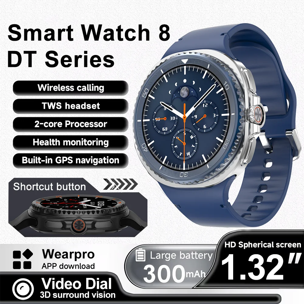 

Watch 8 DT Smart Watch Men 100+ Sports Mode GPS NFC Waterproof Watch with AMOELD HD Screen IP68 Waterproof Smart Watches 2025New