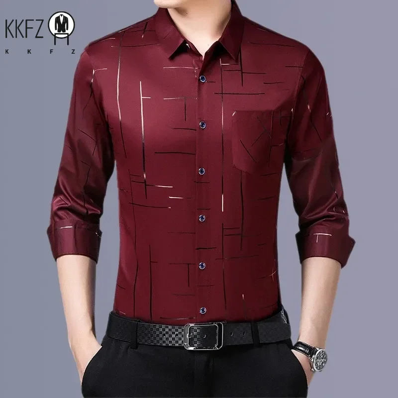Men\'s Casual and Fashionable Long Sleeved Printed Shirt, Non Ironing and Wrinkle Resistant Business Top