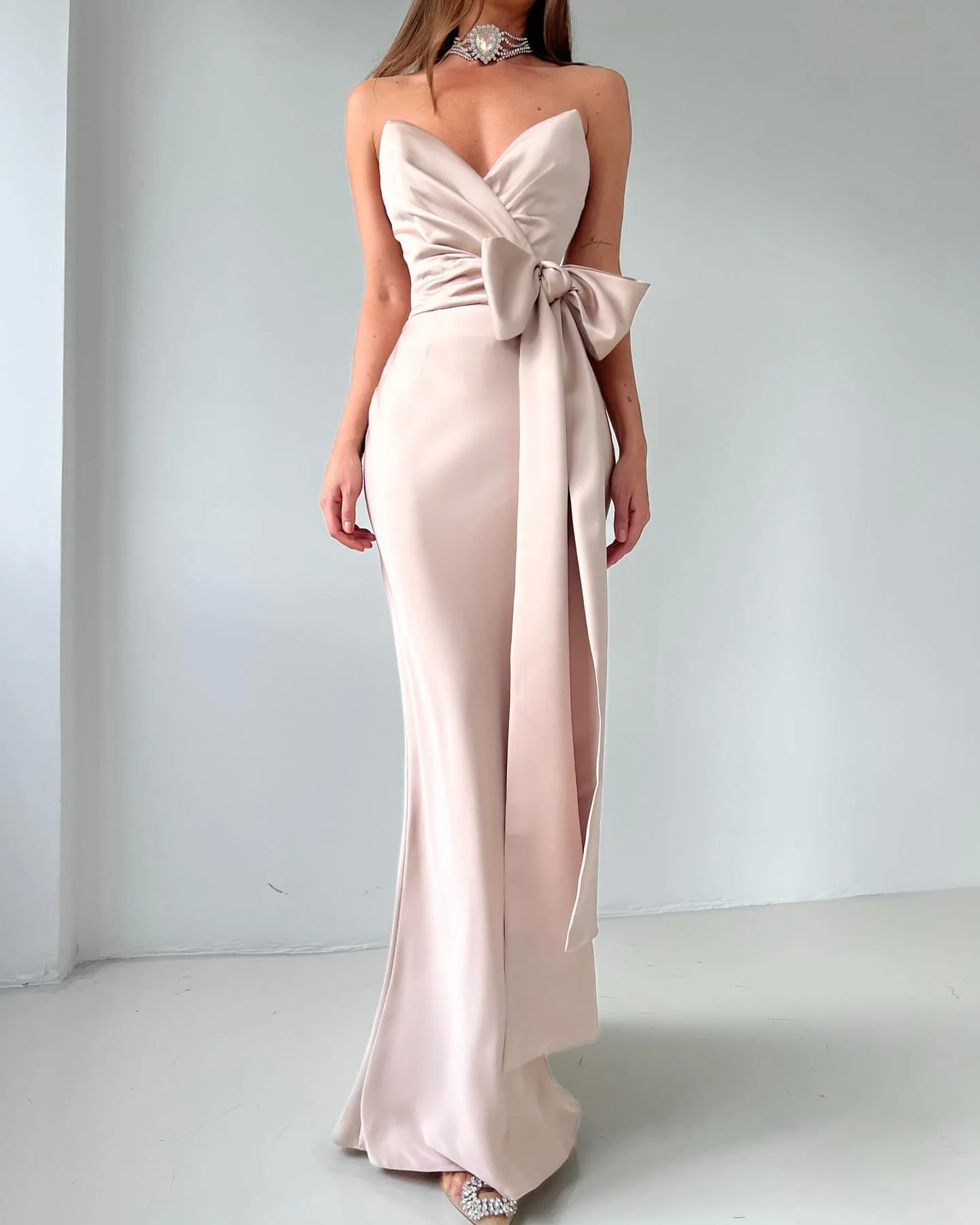 

Customized Elegant Floor length Evening Formal Dresses, Sheath Sweetheart Satin Zipper Floor length Bow Belt Bridesmaid Dresses