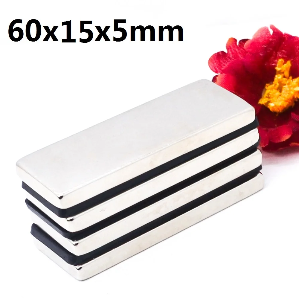 2023 new one 1-100Pcs 60x15x5 Neodymium Magnet 60mm x 15mm x 5mm N35 NdFeB Block Super Powerful Strong Permanent Magnetic imanes