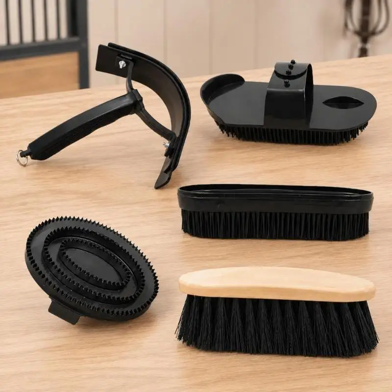U2JB Horse Grooming Tool Set with a Textured Handle for Direct Control