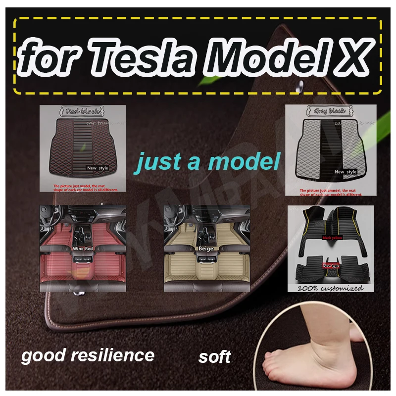 

Роскошные автомобильные коврики для Tesla Model X 2016 ~ 2022 6-местный комплект ковриков против грязи для Tesla Model X Accessoires 2022