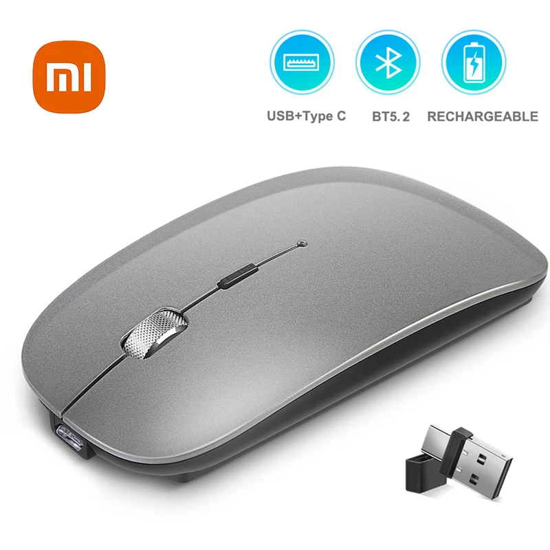 

Беспроводная мышь Xiaomi Bluetooth 5,2, перезаряжаемая бесшумная офисная игровая мышь, эргономичная мышь USB типа C для ноутбука APPle MacBook, ПК